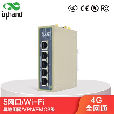 InHand映翰通4G工业级无线路由器IR615-S-L5-L7全网通5口企业VPN双串口PLC异