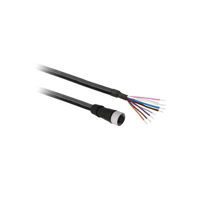 施耐德Schneide Pre wired connectors XZ, straight female, M12, 8 pins, cable PUR 2 m XZCP29P12L2