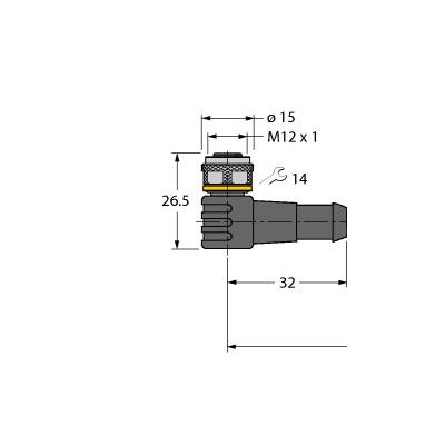 德国图尔克 执行器/传感器电缆，PUR WKC4.4T-P7X3-1-RSC4.4T/TXL