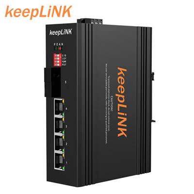 keepLINK 千兆工业级1光4电单模单纤光纤收发器光电转换器光纤监控用非管理一光四电 A+B端一对