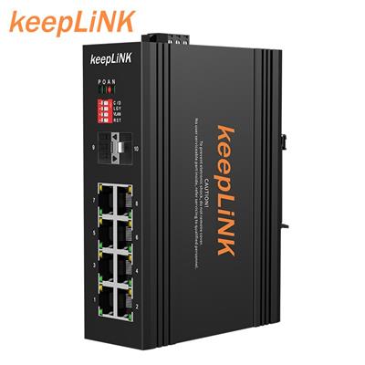 keepLINK 2光8电工业以太网交换机2千兆光8百兆电光电转换器