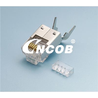 CNCOB TC6KG6 CAT7 单芯线多芯线用屏蔽两件式 CNCOB 胜高带尾夹水晶头