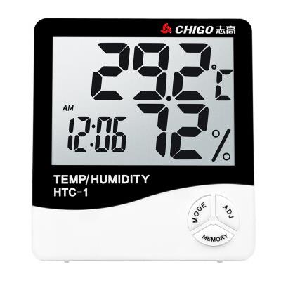 志高（Chigo） HTC-1家用带时间闹钟电子温度计室内办公室台式婴儿房温湿度计